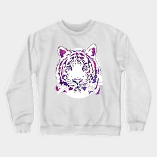 White Tiger Watercolor Purple Crewneck Sweatshirt